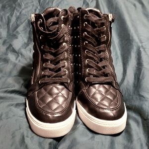 Black and studded Wedged sneakers